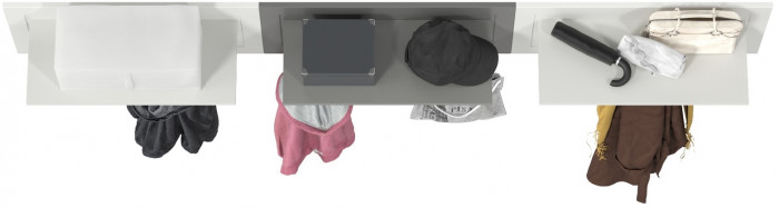 Остин 15.12 Вешалка + 15.12 Вешалка + 15.12 Вешалка, цвет белый шагрень/серый графит, ШхГхВ 239,1х29,6х39,7 см., универсальная сборка