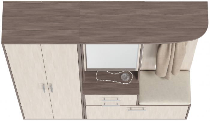 Прихожая 2-3430+2-3431бод.тем/св Домино - Комплект для прихожей, цвет бодега тёмный/бодега светлый, ШхГхВ 160х36х202 см., универсальная сборка