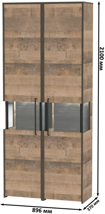 Трувор 13.205 Шкаф-пенал с витриной + 13.205 Шкаф-пенал с витриной, дуб гранж песочный/интра