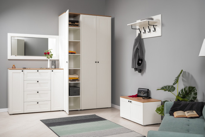 Остин 13.225 Шкаф-пенал 3 шт., белый шагрень/дуб крафт золотой