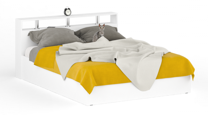 Камелия спальня № 2 Кровать 1600 + Две тумбы + Стол косметич. + Зеркало + Шкаф 4-х, цвет белый, сп.м. 1600х2000 мм., б/м, осн. есть