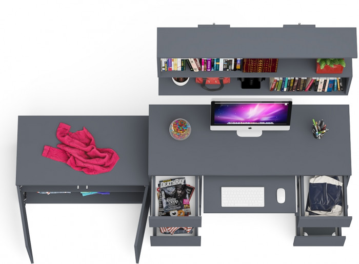 Мори компьютерный стол МС-2 + Тумба МА900.1 + Полка 1200, графит