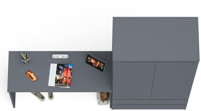 Мори Стол письменный МСП1200.1 + Шкаф МШ900.1, цвет графит, ШхГхВ 210,8х50,4х179,6 см., универсальная сборка