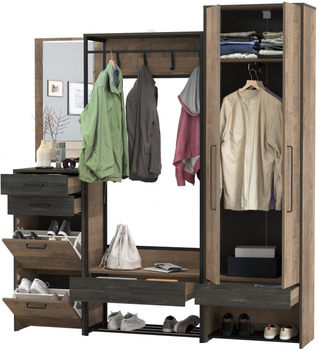 Трувор Прихожая 232, дуб гранж песочный/интра