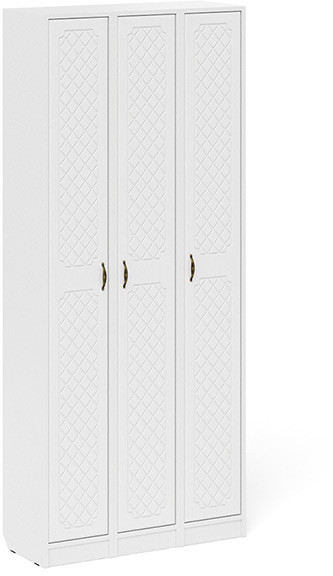 Прихожая П-6 Пенал 3 штуки, цвет белая шагрень/фасады МДФ белое дерево фрезеровка ромб, ШхГхВ 90х35х210 см., универсальная сборка