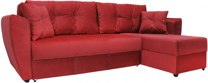 Диван-кровать угловой Амстердам Люкс, 160х200, еврокнижка, независимый пружинный блок, велюр, красный