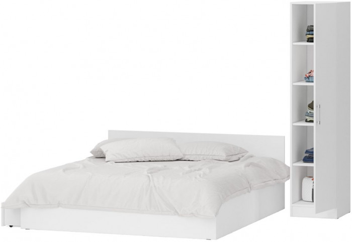 Кровать с ящиками 1800 + Пенал Стандарт, белый