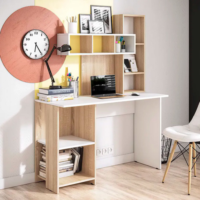 стол компьютерный Олимп дуб сонома/белый