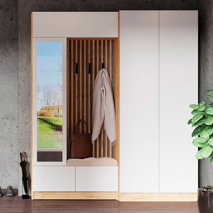 Прихожая Руэлла Шкаф универсальный дуб крафт золотой/белый