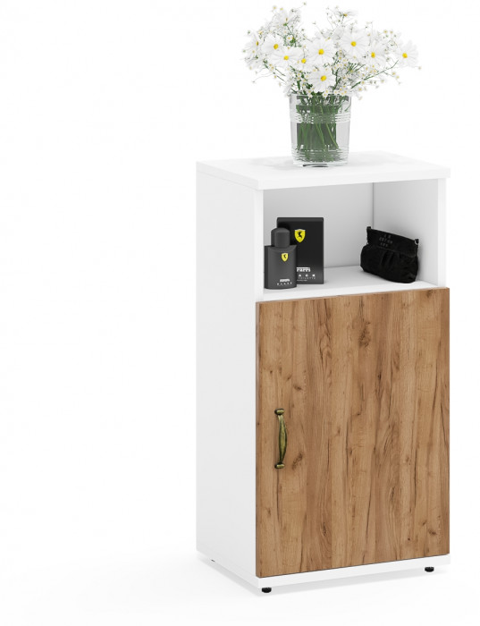 Лидер-8 Стол + Тумба МД 3.19, цвет белый шагрень/крафт золото, ШхГхВ 205х50/30х75 см. или 115х50/120х75 см., НЕ универсальная сборка