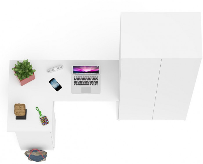 Мори компьютерный стол МС-16 левый + Шкаф МШ800.1, белый