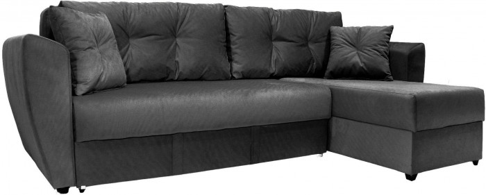 Диван-кровать угловой Амстердам Люкс, 160х200, еврокнижка, независимый пружинный блок, велюр, черный