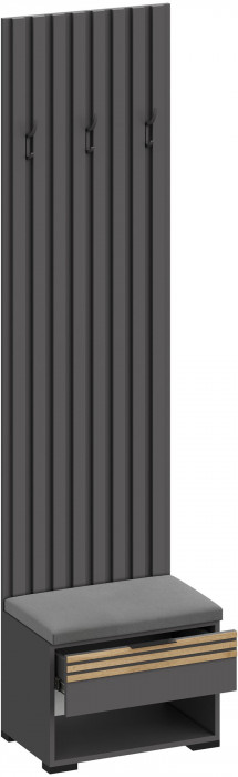 Модульная Прихожая Нао, набор №8, Графит/Графит, Дуб вотан, Simple 27