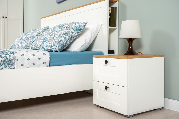 Остин 16.152 Тумба прикроватная, белый шагрень/дуб крафт золотой