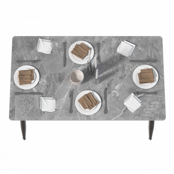 Обеденный стол Мебель--24 DT-27, цвет серый мрамор(глянцевая), ШхГхВ 120х70х75 см., столешница камень 10,5 мм., ножки металл, макс. нагрузка 80 кг.