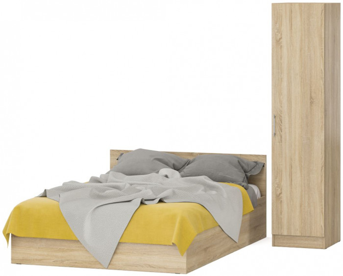 Кровать с ящиками 1400 + Пенал Стандарт, дуб сонома