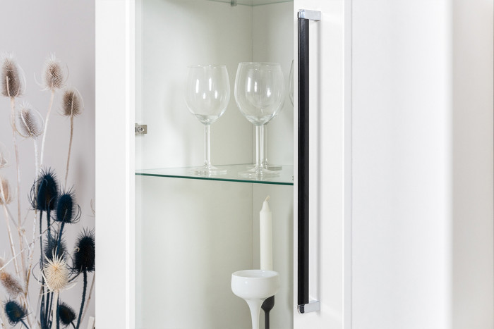 Валенсия Гостиная № 114, цвет ЛДСП белый шагрень/МДФ белый шагрень, ШхГхВ 272,3х38,4х225,2 см., универсальная сборка