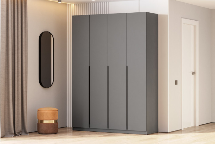 Шкаф распашной с наполнением (11 полок + штанга) ШК 5 (1600), Графит