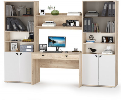 КР100 Бостон № 40, цвет дуб эндгрейн элегантный/фасады МДФ милк рикамо софт, 13.156+12.69+09.132+13.156, ШхГхВ 268,8х57,2х194,4 см.