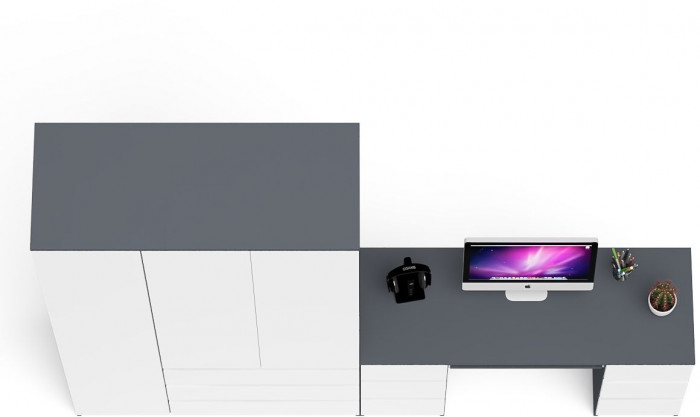 Мори компьютерный стол МС-2 + Шкаф МШ1200.1, графит/белый