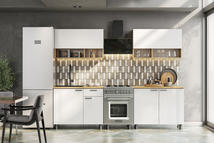 Кухонный гарнитур Монако 2м. Дуб Золотой, Белый