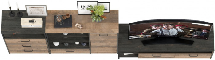 Трувор Гостиная 011, цвет дуб гранж песочный/интра, ШхГхВ 324,8х45,4х106,9 см., универсальная сборка