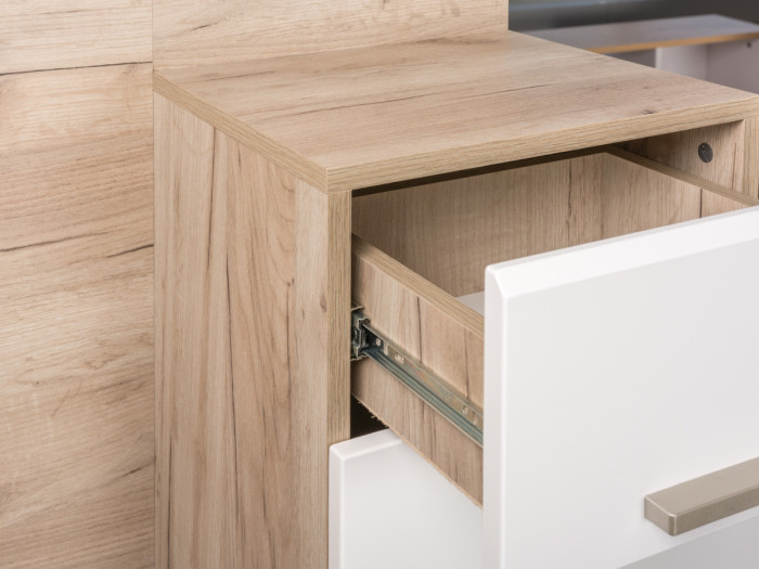 Лайн Прихожая № 14, цвет дуб крафт серый/фасады МДФ белый глянец, ШхГхВ 112х35х210 см., универсальная сборка