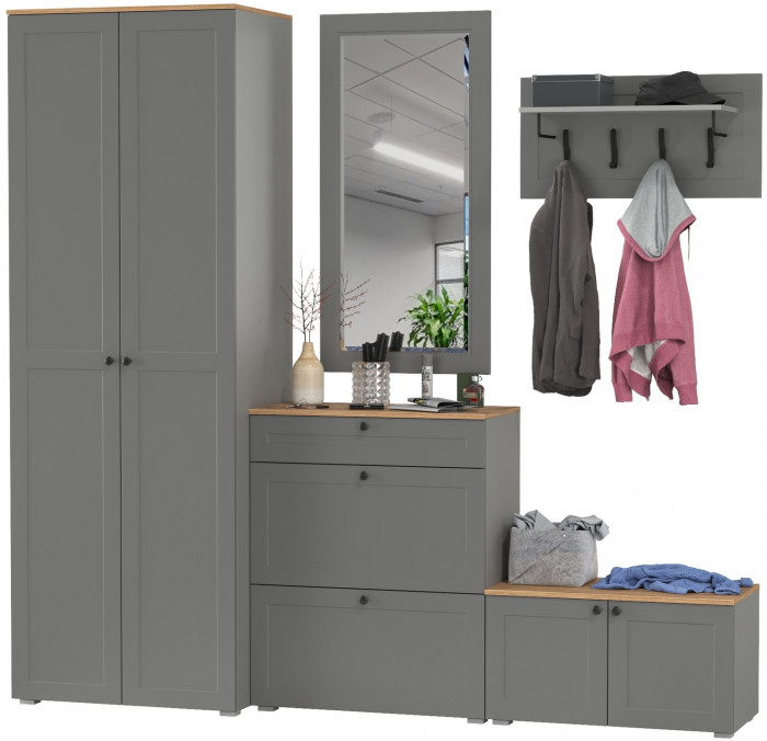 Остин Прихожая 47, серый графит/дуб крафт золотой