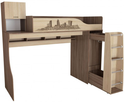 Орион кровать-чердак (2100х2405х1090) ясень шимо/дуб сонома