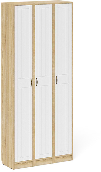 Прихожая П-6 Пенал 3 штуки, цвет дуб сонома/фасады МДФ белое дерево фрезеровка прованс, ШхГхВ 90х35х210 см., универсальная сборка