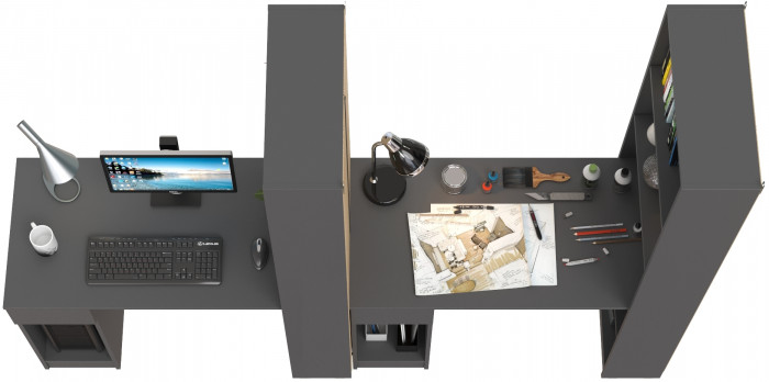 Лайт Шкаф комбинированный 10.01 + 10.01, тёмно-серый