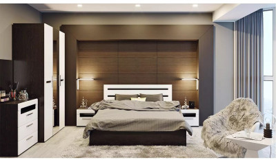 Спальня Фьюжн (Венге линум / Белый глянец)