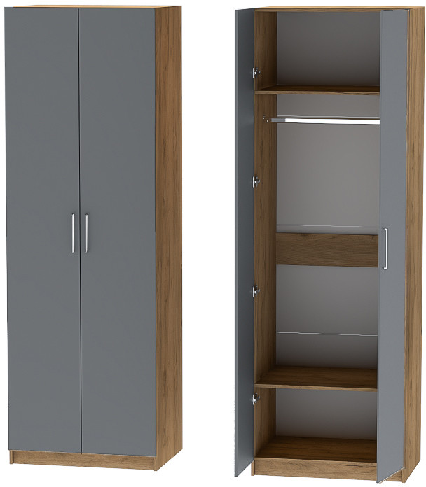 Шкаф двухдверный №1 "Иннэс-7" - Крафт золотой/Графит