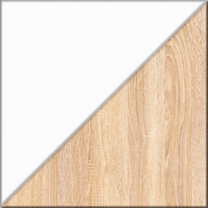 Прихожая П-6 Компоновка № 47, цвет дуб сонома/фасады МДФ белое дерево фрезеровка ромб, ШхГхВ 150х50х210 см., универсальная сборка