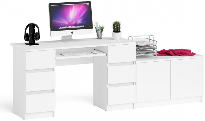 Мори компьютерный стол МС-2 + Тумба МА900.1, белый