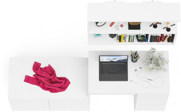 Мори компьютерный стол МС-6 правый + Тумба МА900.1 + Полка 900, белый