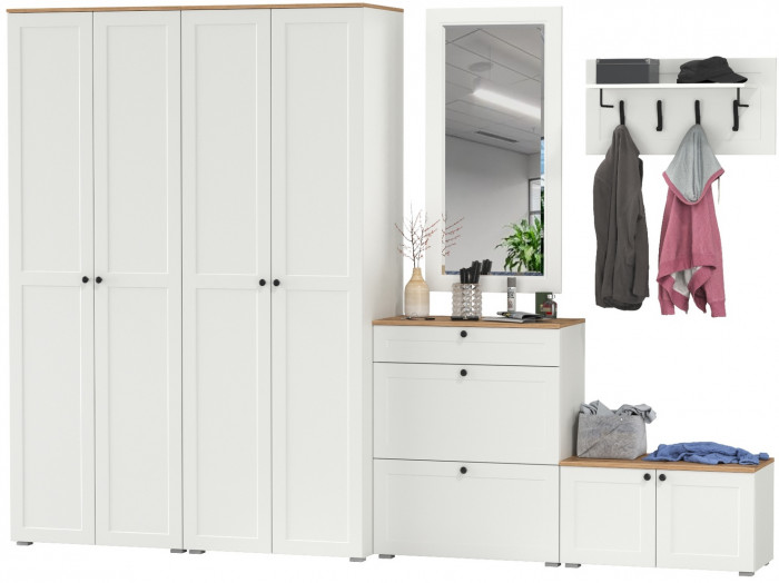 Остин Прихожая 48, белый шагрень/дуб крафт золотой