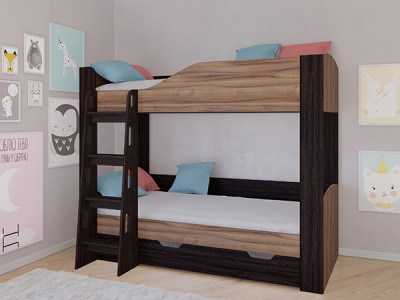 Кровать двухъярусная АСТРА 2 Венге/Орех с ящиком