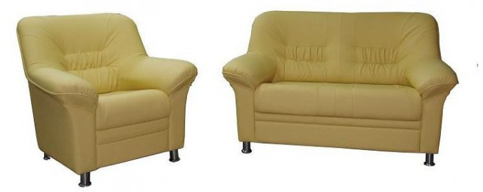 Диван кожаный бежевый, прямой 2-х местный, для дома, офиса, гостиной, кабинета Карелия