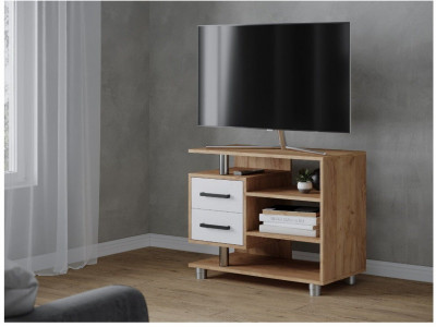 Тумба ТВ 011(2я) дуб крафт золотой/белый