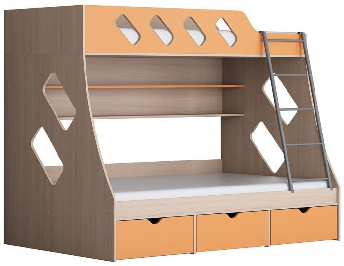 Дельта-20.01 Детская двухъярусная кровать с лестницей (Венге, Дуб Сонома)