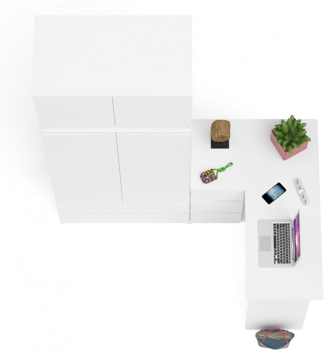Мори компьютерный стол МС-16 левый + Шкаф МШ900.1 + Антресоль МА900.1, белый
