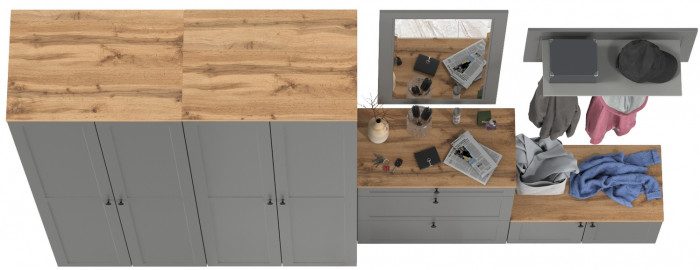 Остин Прихожая 48, серый графит/дуб крафт золотой