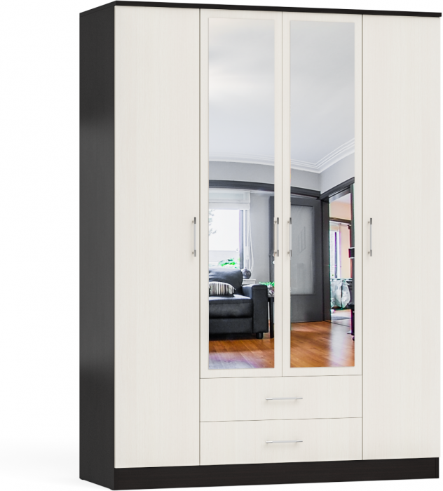 Фиеста Шкаф 4-х створчатый, цвет венге/дуб лоредо, ШхГхВ 160х61х220 см.