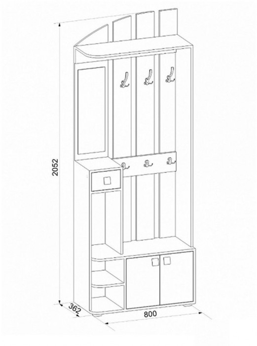 Ивушка 25 Прихожая Ясень Шимо Темный / Светлый