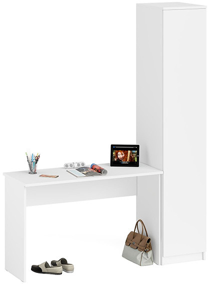 Мори Стол письменный МСП1200.1 + Пенал МШ400.1, цвет белый, ШхГхВ 160,8х50,4х209,6 см., универсальная сборка