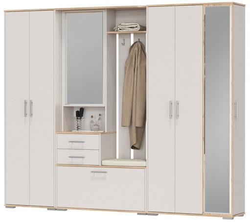 Прихожая Домино 6, цвет дуб крафт золотой/кашемир серый, ШхГхВ 248х36х202 см., универсальная сборка