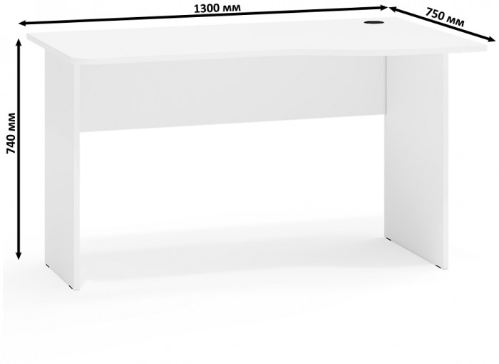 Стол письменный С-МД-1-04, цвет белый шагрень, ШхГхВ 130х75х74 см., универсальная сборка