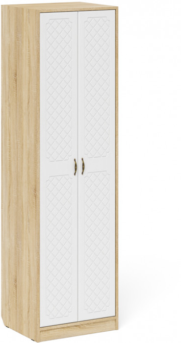 Прихожая П-6 Компоновка № 09, дуб сонома/фасады МДФ белое дерево фрезеровка ромб