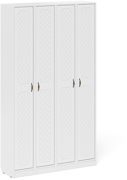 Прихожая П-6 Пенал 4 штуки, цвет белая шагрень/фасады МДФ белое дерево фрезеровка ромб, ШхГхВ 60х35х210 см., универсальная сборка